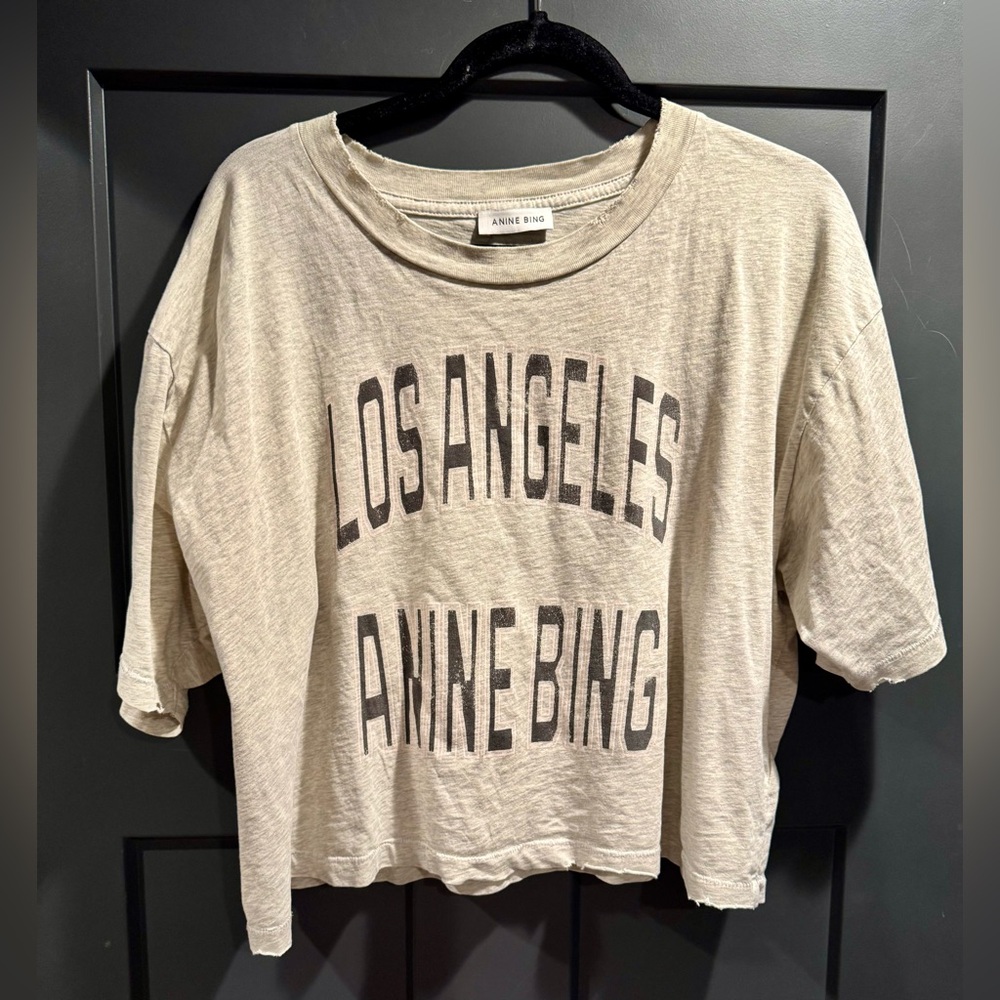Anine Bing Johnny Cropped Tee - Picture 5 of 12
